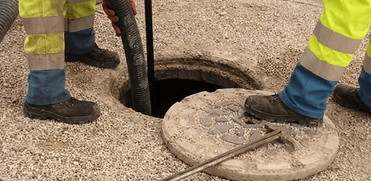 Drain cleaning crew clearing a sewer access point with professional equipment in Raleigh, NC